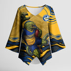 Personalized Parramatta Eels Kimono Sleeve Blouse Aboriginal Dot Art - Dreamtime Rugby Mascot