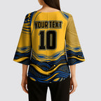 Personalized Parramatta Eels Kimono Sleeve Blouse Aboriginal Dot Art - Dreamtime Rugby Mascot