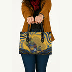 Personalized Parramatta Eels Leather Bag Aboriginal Dot Art - Dreamtime Rugby Mascot