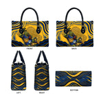 Personalized Parramatta Eels Leather Bag Aboriginal Dot Art - Dreamtime Rugby Mascot