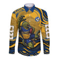 Personalized Parramatta Eels Long Sleeve Button Shirt Aboriginal Dot Art - Dreamtime Rugby Mascot