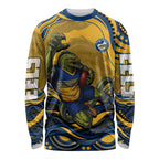 Personalized Parramatta Eels Long Sleeve Shirt Aboriginal Dot Art - Dreamtime Rugby Mascot