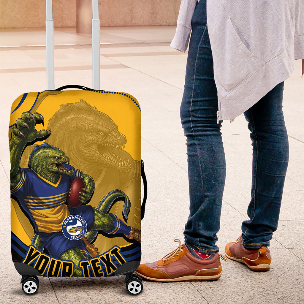 Personalized Parramatta Eels Luggage Cover Aboriginal Dot Art - Dreamtime Rugby Mascot