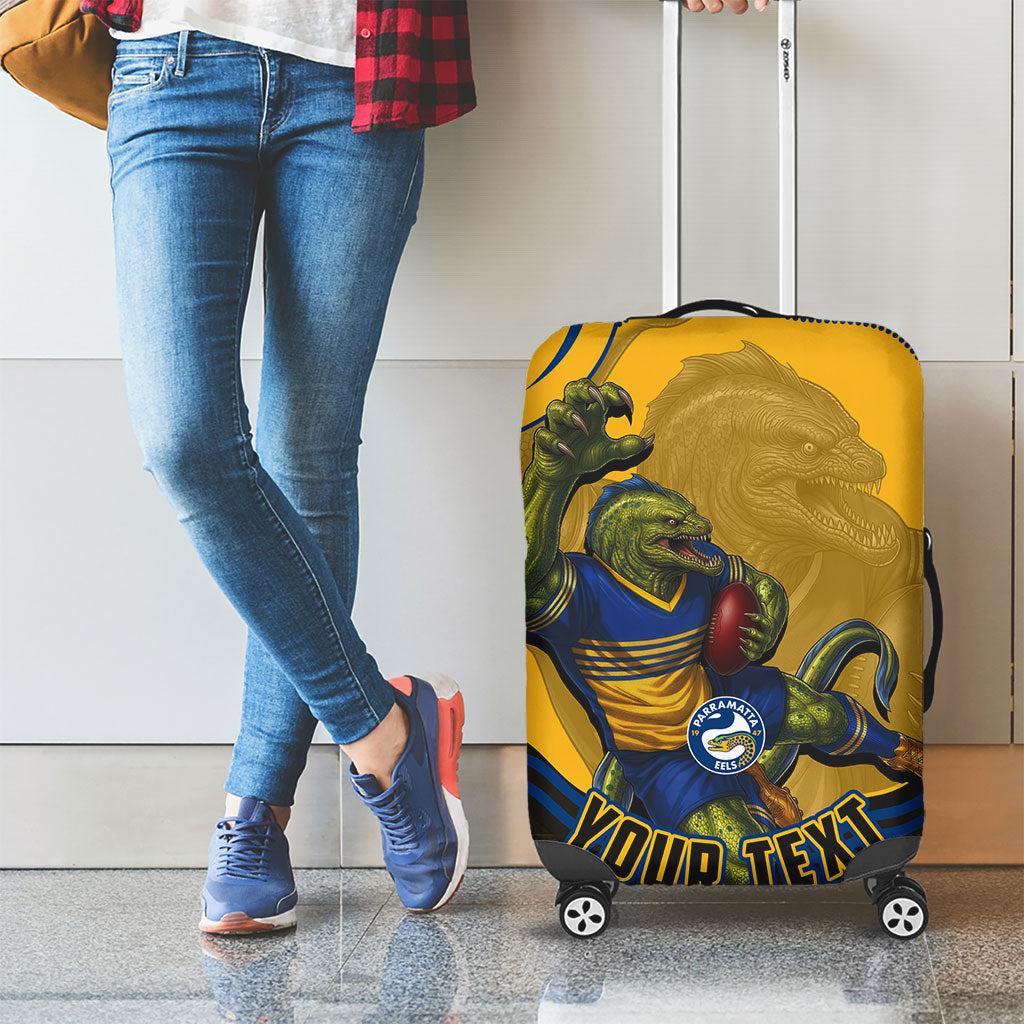 Personalized Parramatta Eels Luggage Cover Aboriginal Dot Art - Dreamtime Rugby Mascot