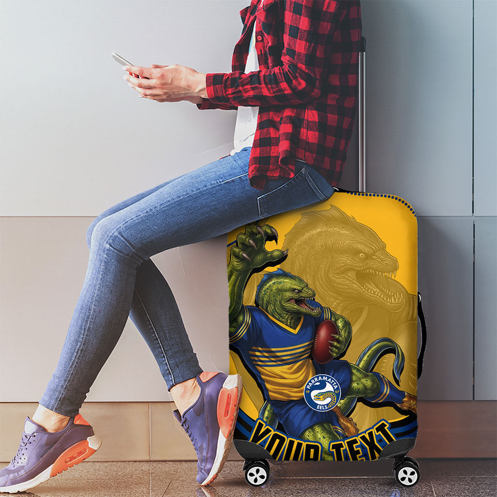 Personalized Parramatta Eels Luggage Cover Aboriginal Dot Art - Dreamtime Rugby Mascot