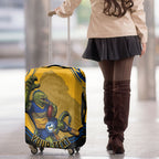 Personalized Parramatta Eels Luggage Cover Aboriginal Dot Art - Dreamtime Rugby Mascot