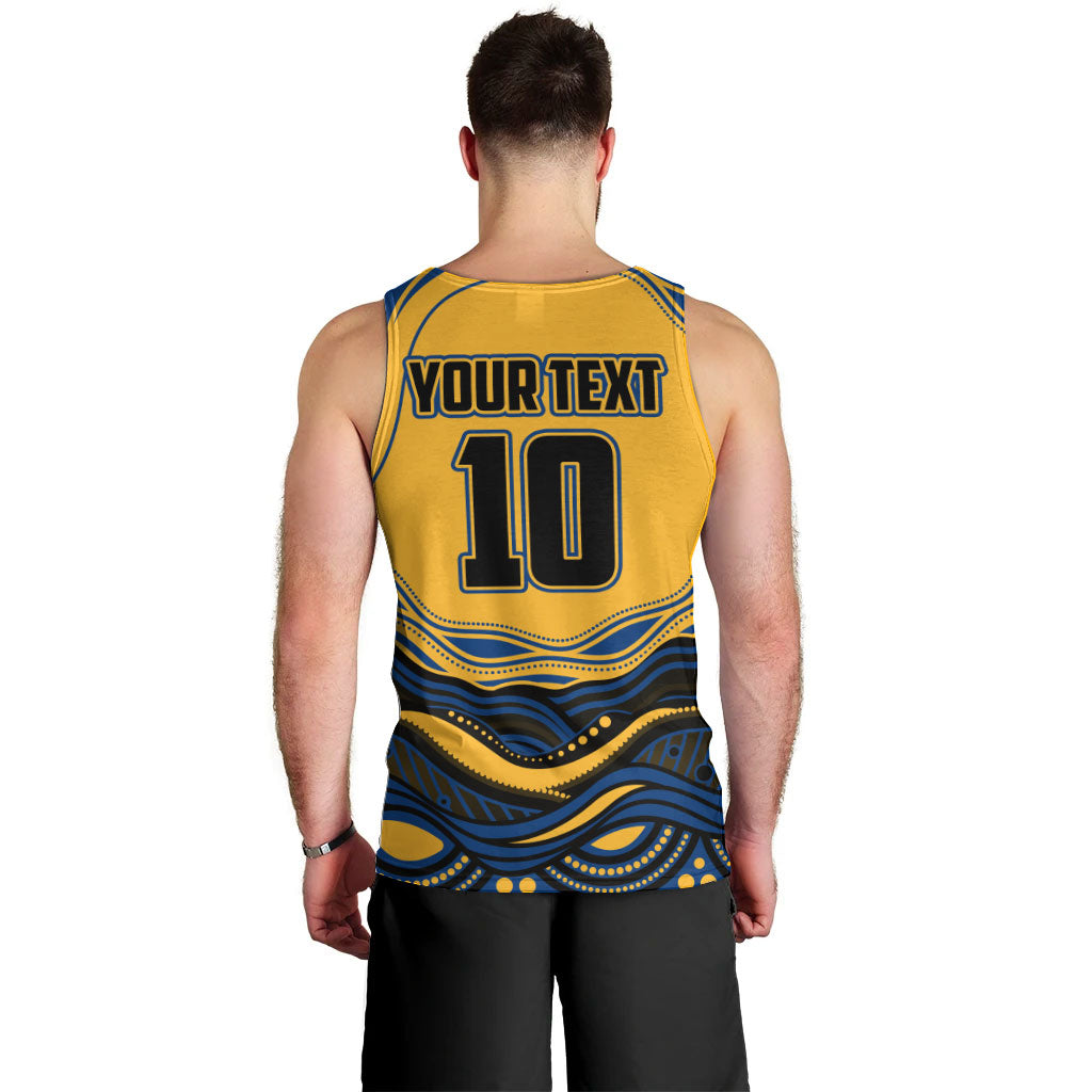 Personalized Parramatta Eels Men Tank Top Aboriginal Dot Art - Dreamtime Rugby Mascot