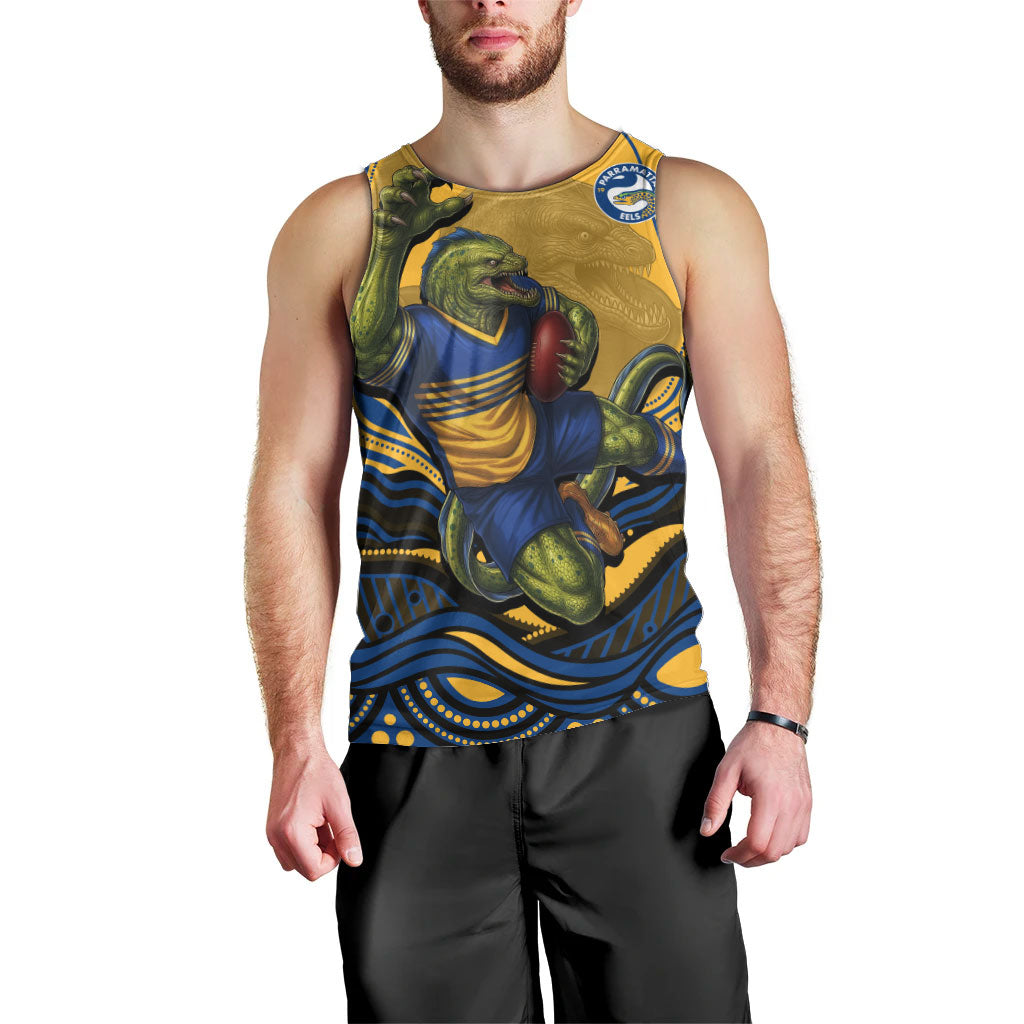 Personalized Parramatta Eels Men Tank Top Aboriginal Dot Art - Dreamtime Rugby Mascot