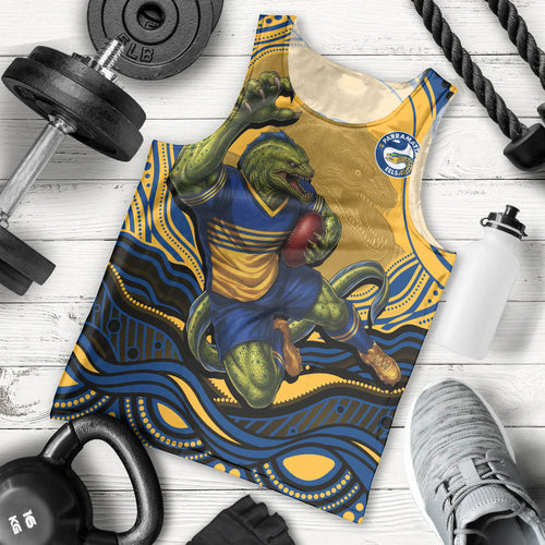 Personalized Parramatta Eels Men Tank Top Aboriginal Dot Art - Dreamtime Rugby Mascot