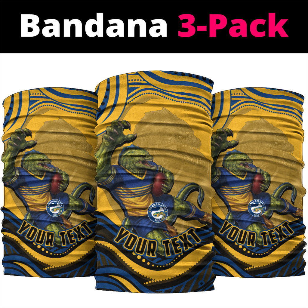 Personalized Parramatta Eels Neck Gaiter Aboriginal Dot Art - Dreamtime Rugby Mascot