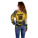 Personalized Parramatta Eels Off Shoulder Sweater Aboriginal Dot Art - Dreamtime Rugby Mascot