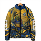 Personalized Parramatta Eels Padded Jacket Aboriginal Dot Art - Dreamtime Rugby Mascot