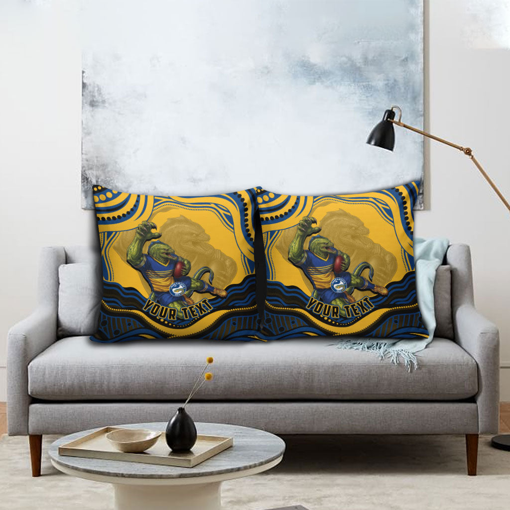 Personalized Parramatta Eels Pillow Cover Aboriginal Dot Art - Dreamtime Rugby Mascot