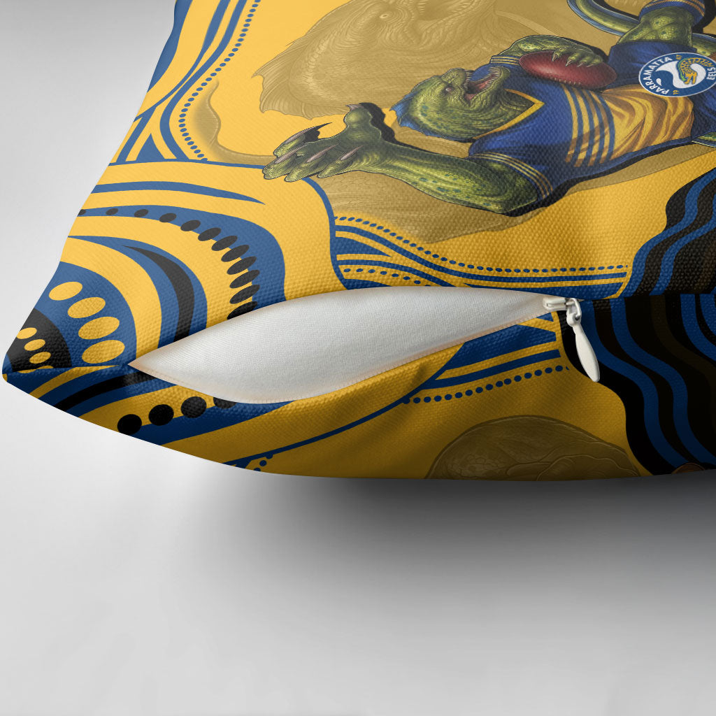 Personalized Parramatta Eels Pillow Cover Aboriginal Dot Art - Dreamtime Rugby Mascot