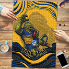 Personalized Parramatta Eels Puzzle Aboriginal Dot Art - Dreamtime Rugby Mascot