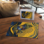 Personalized Parramatta Eels Puzzle Aboriginal Dot Art - Dreamtime Rugby Mascot