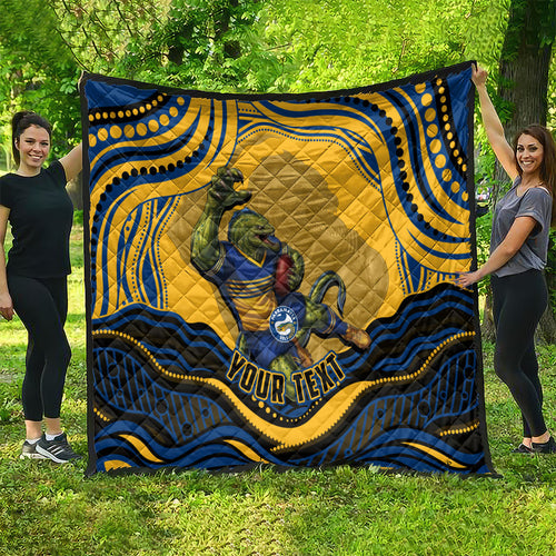 Personalized Parramatta Eels Quilt Aboriginal Dot Art - Dreamtime Rugby Mascot