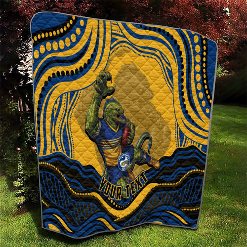 Personalized Parramatta Eels Quilt Aboriginal Dot Art - Dreamtime Rugby Mascot