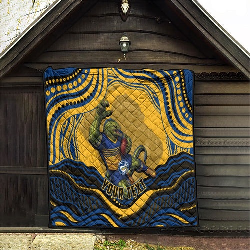 Personalized Parramatta Eels Quilt Aboriginal Dot Art - Dreamtime Rugby Mascot