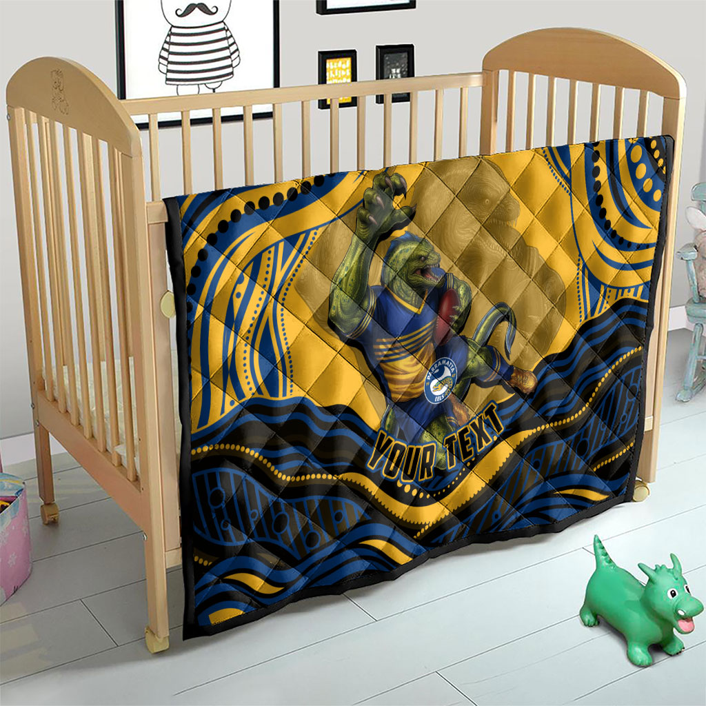 Personalized Parramatta Eels Quilt Aboriginal Dot Art - Dreamtime Rugby Mascot