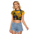 Personalized Parramatta Eels Raglan Cropped T Shirt Aboriginal Dot Art - Dreamtime Rugby Mascot