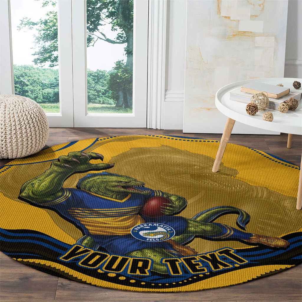 Personalized Parramatta Eels Round Carpet Aboriginal Dot Art - Dreamtime Rugby Mascot