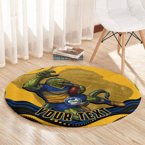 Personalized Parramatta Eels Round Carpet Aboriginal Dot Art - Dreamtime Rugby Mascot