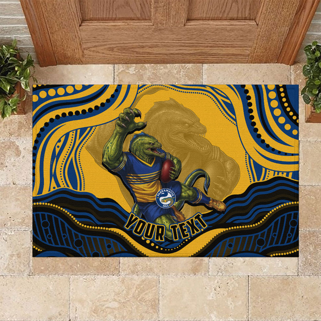 Personalized Parramatta Eels Rubber Doormat Aboriginal Dot Art - Dreamtime Rugby Mascot