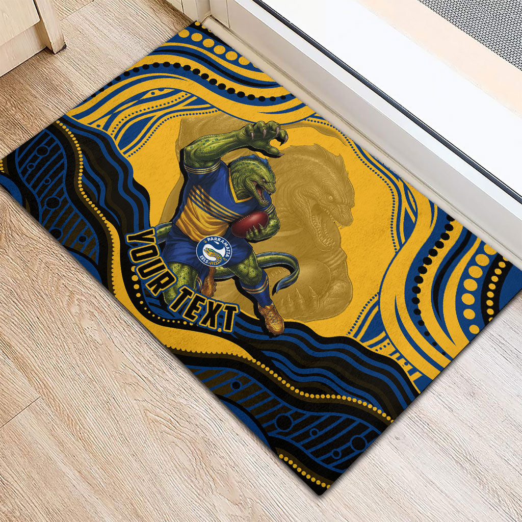 Personalized Parramatta Eels Rubber Doormat Aboriginal Dot Art - Dreamtime Rugby Mascot