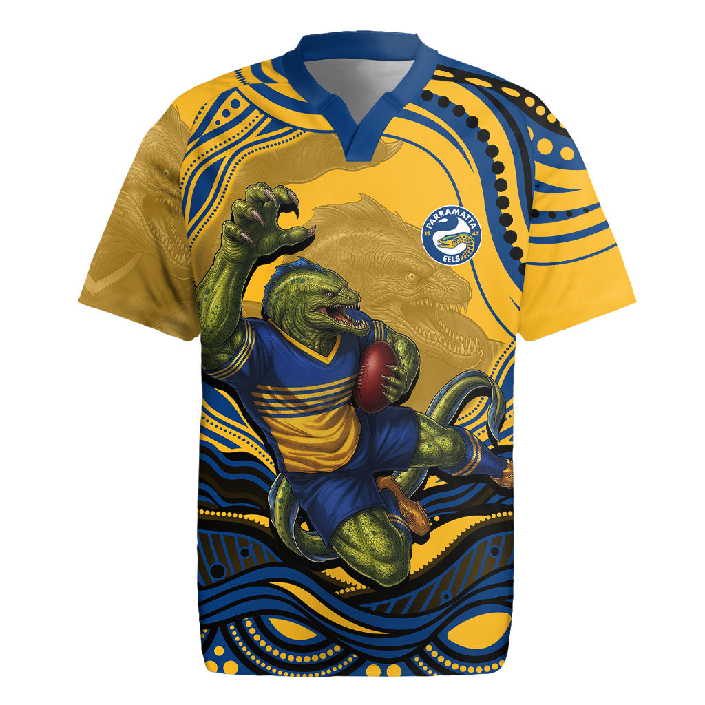 Personalized Parramatta Eels Rugby Jersey Aboriginal Dot Art - Dreamtime Rugby Mascot