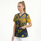 Personalized Parramatta Eels Scrub Top Aboriginal Dot Art - Dreamtime Rugby Mascot