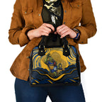 Personalized Parramatta Eels Shoulder Handbag Aboriginal Dot Art - Dreamtime Rugby Mascot
