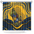 Personalized Parramatta Eels Shower Curtain Aboriginal Dot Art - Dreamtime Rugby Mascot