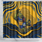 Personalized Parramatta Eels Shower Curtain Aboriginal Dot Art - Dreamtime Rugby Mascot