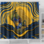 Personalized Parramatta Eels Shower Curtain Aboriginal Dot Art - Dreamtime Rugby Mascot