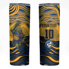 Personalized Parramatta Eels Skinny Tumbler Aboriginal Dot Art - Dreamtime Rugby Mascot