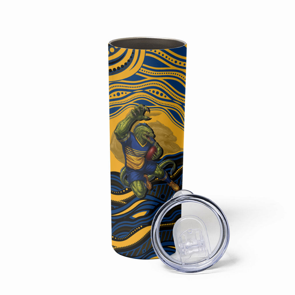 Personalized Parramatta Eels Skinny Tumbler Aboriginal Dot Art - Dreamtime Rugby Mascot