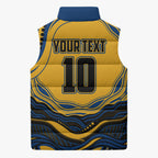 Personalized Parramatta Eels Sleeveless Puffer Jacket Aboriginal Dot Art - Dreamtime Rugby Mascot