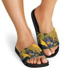 Personalized Parramatta Eels Slide Sandals Aboriginal Dot Art - Dreamtime Rugby Mascot