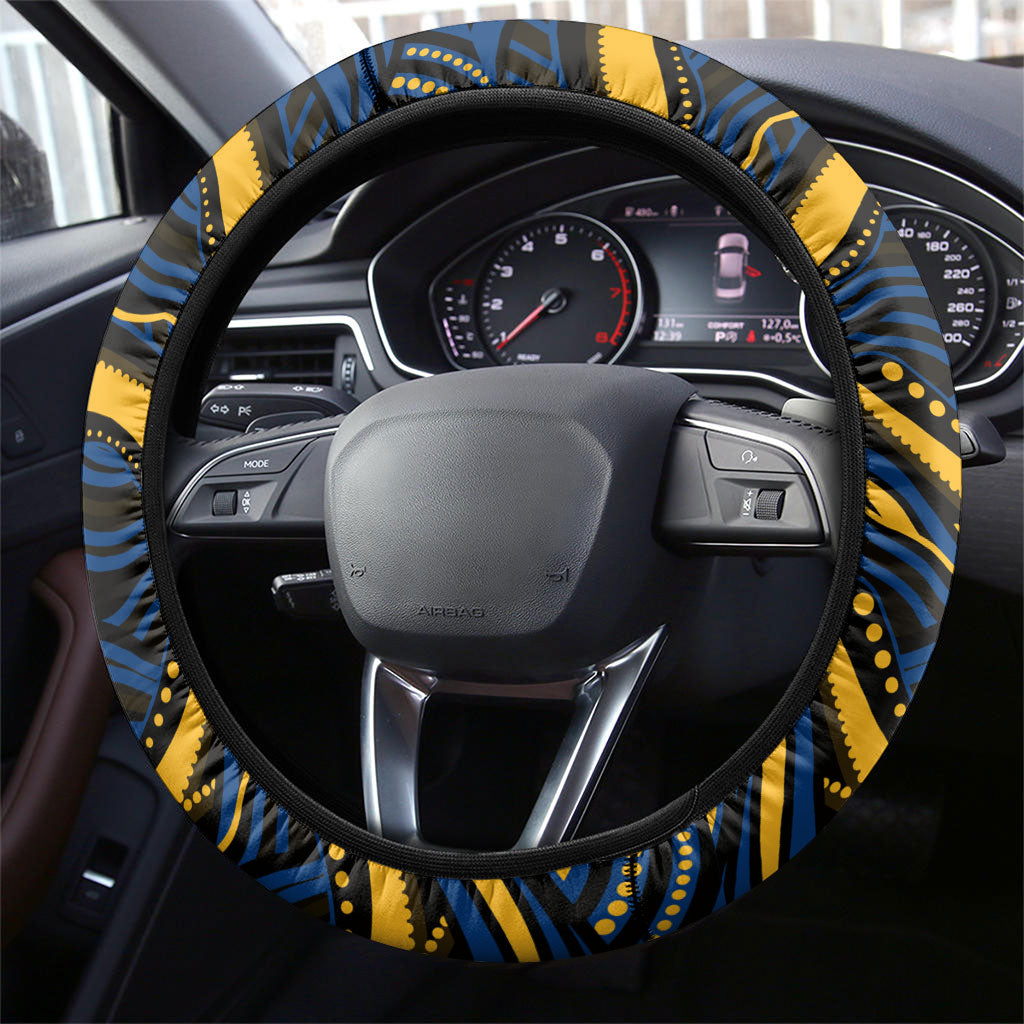 Parramatta Eels Steering Wheel Cover Aboriginal Dot Art - Dreamtime Rugby Mascot
