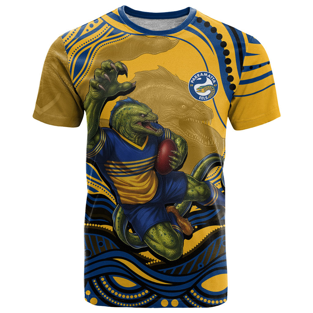 Personalized Parramatta Eels T Shirt Aboriginal Dot Art - Dreamtime Rugby Mascot