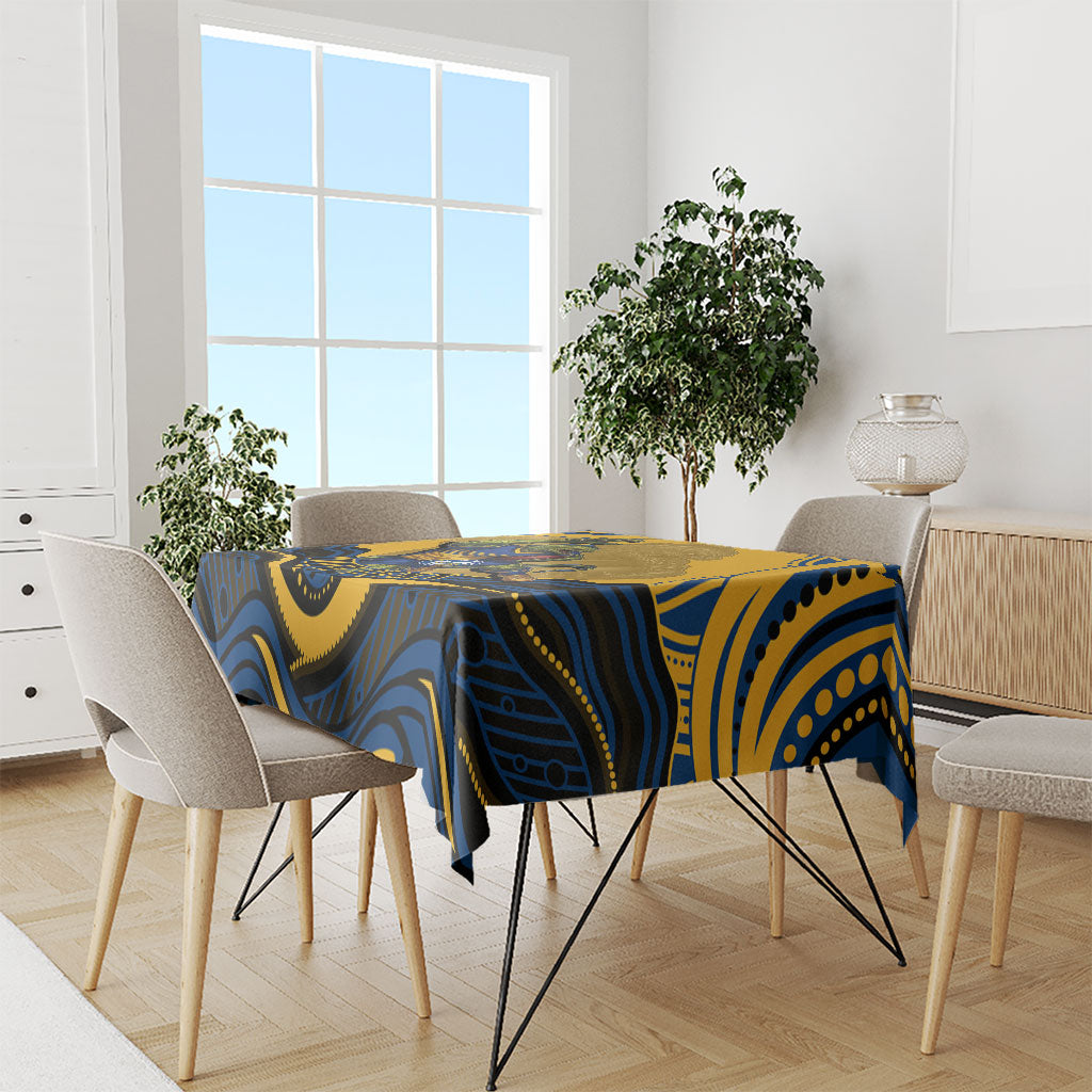 Personalized Parramatta Eels Tablecloth Aboriginal Dot Art - Dreamtime Rugby Mascot