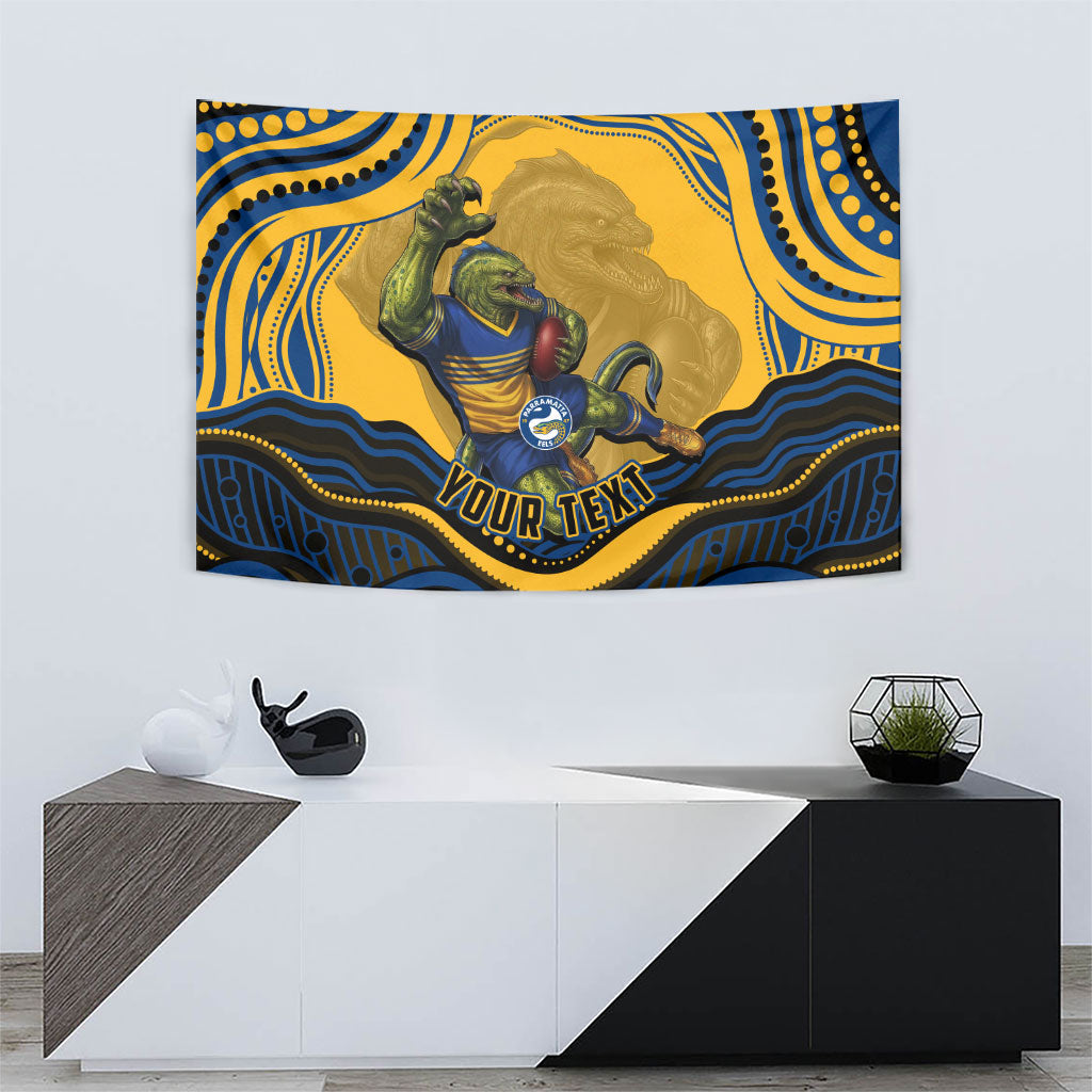 Personalized Parramatta Eels Tapestry Aboriginal Dot Art - Dreamtime Rugby Mascot