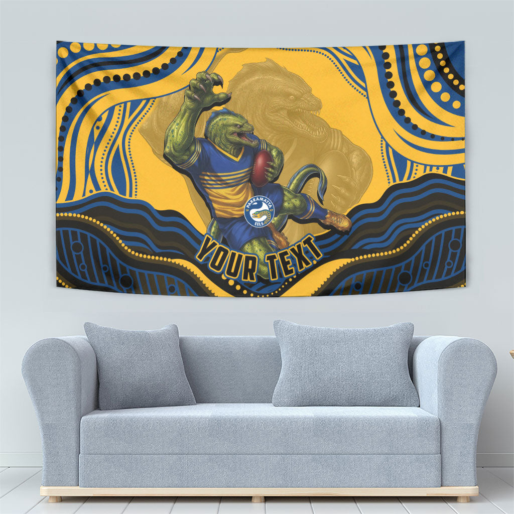 Personalized Parramatta Eels Tapestry Aboriginal Dot Art - Dreamtime Rugby Mascot