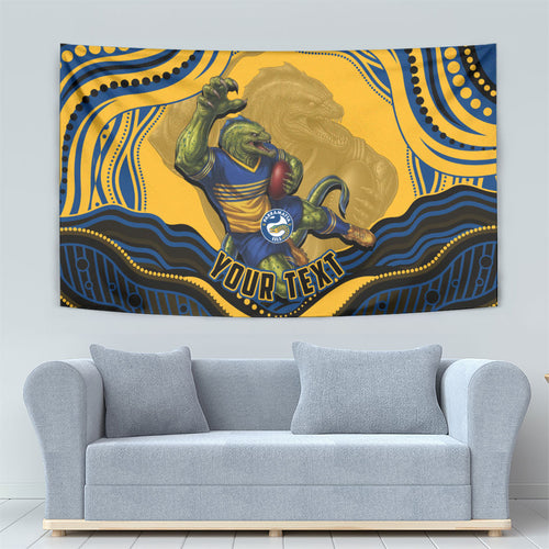 Personalized Parramatta Eels Tapestry Aboriginal Dot Art - Dreamtime Rugby Mascot