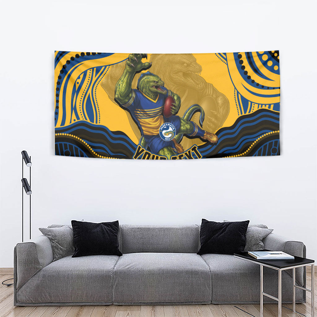 Personalized Parramatta Eels Tapestry Aboriginal Dot Art - Dreamtime Rugby Mascot