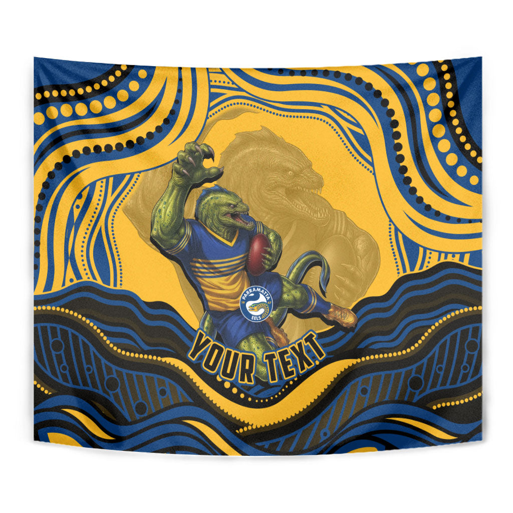 Personalized Parramatta Eels Tapestry Aboriginal Dot Art - Dreamtime Rugby Mascot