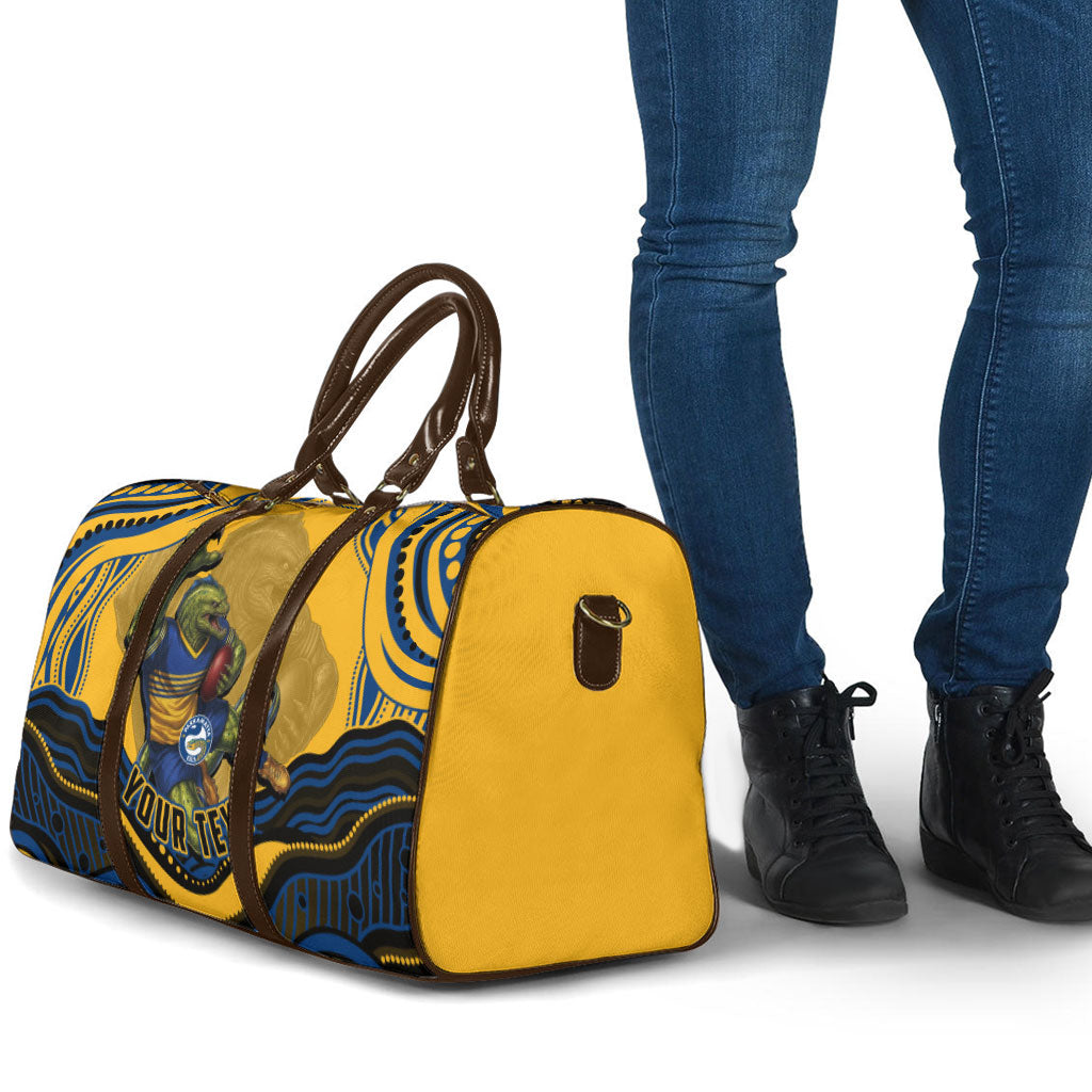 Personalized Parramatta Eels Travel Bag Aboriginal Dot Art - Dreamtime Rugby Mascot