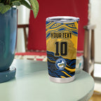 Personalized Parramatta Eels Tumbler Cup Aboriginal Dot Art - Dreamtime Rugby Mascot
