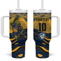 Personalized Parramatta Eels Tumbler With Handle Aboriginal Dot Art - Dreamtime Rugby Mascot